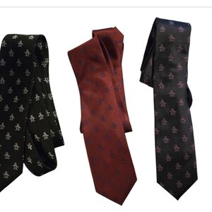 Pinguin Elegant Men's Tie Set - Black, Red, and Black